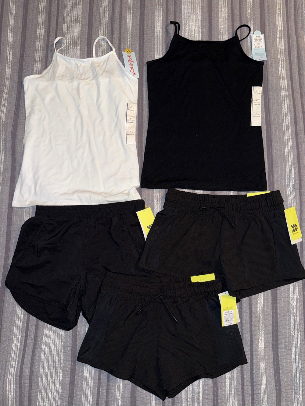 NWT Girls Tanks & Athletic Shorts Set - Black and White